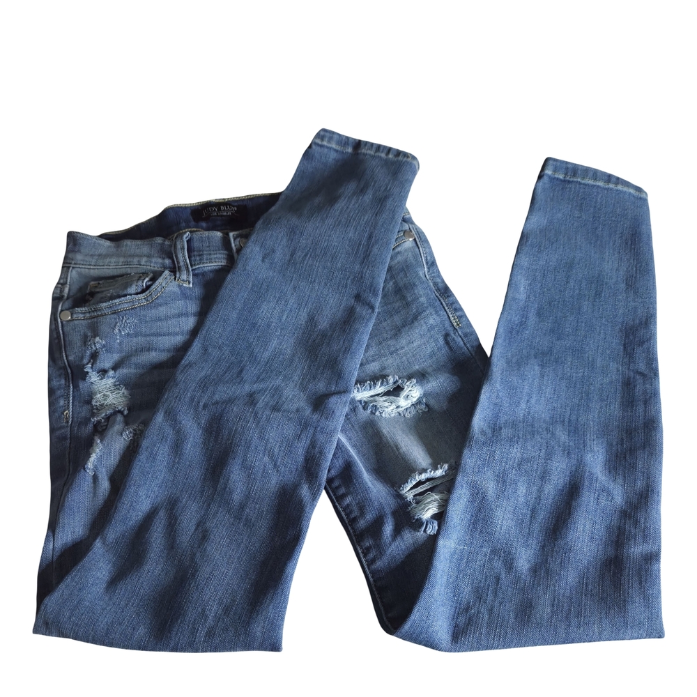 Judy Blue Women's Light Blue Distressed Skinny Jeans Sz 1/25